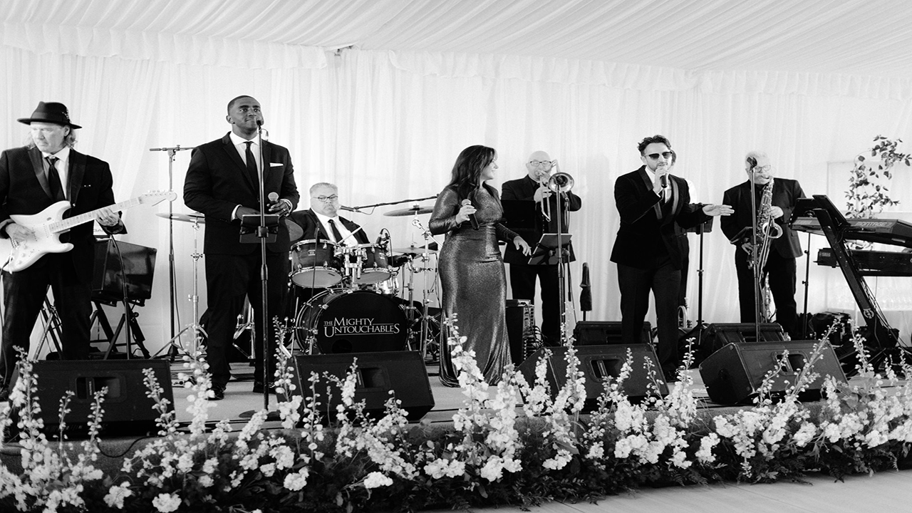 black and white image band music wedding jazz entertainment