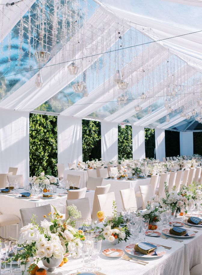 Clear tented wedding at parker palm springs