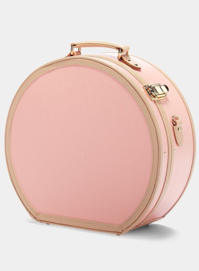 pink hatbox luggage