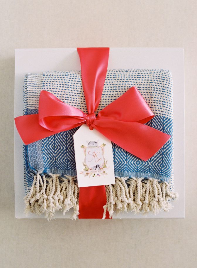 image of a locally made blanket for a destination wedding welcome box