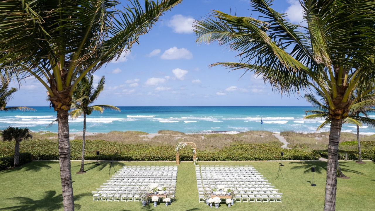 photo of tropical wedding ceremony with ocean views