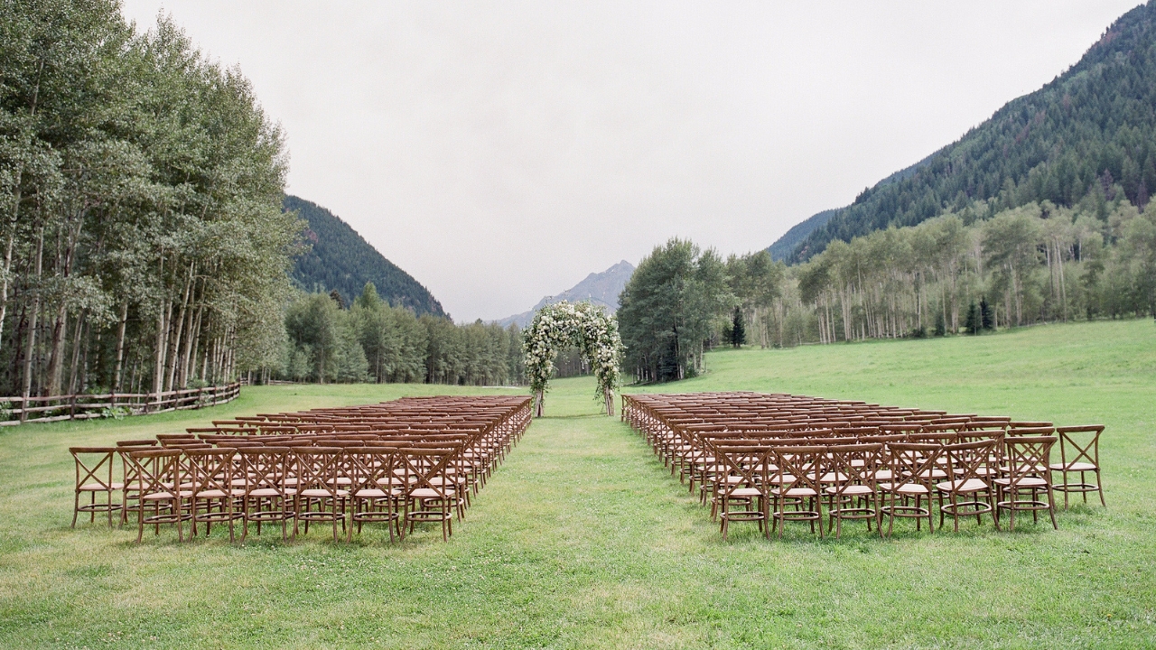 photo of ceremony venue surrounded by hilltops