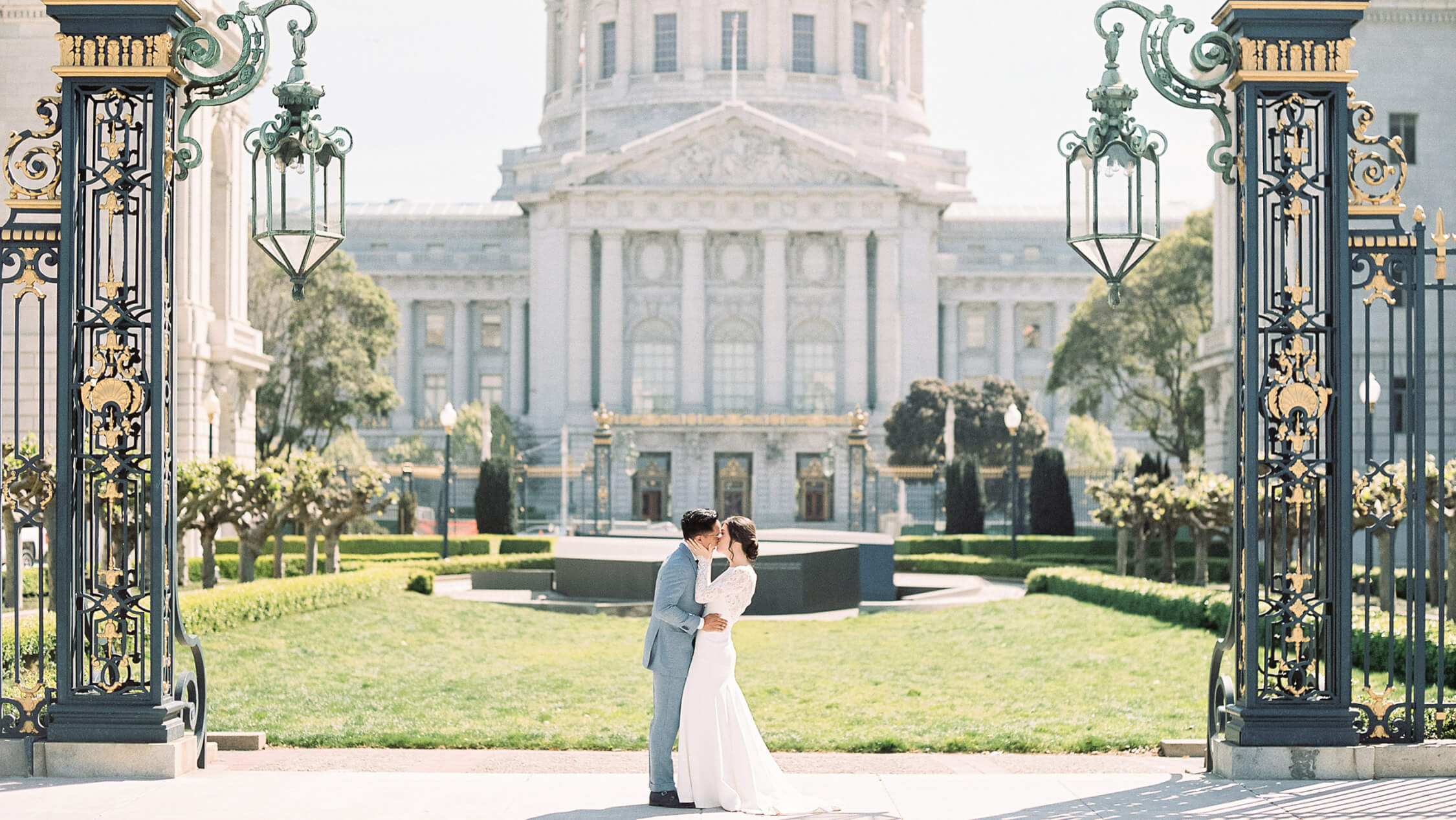 photo of newlyweds kissing at destination elopement