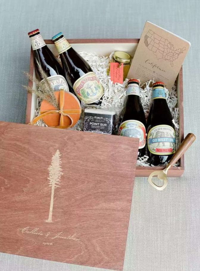 photo of boxed wedding favor filled with local goods