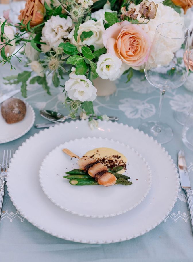 photo of plated food for wedding reception